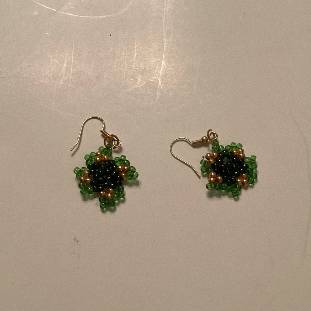 Green dangle earrings